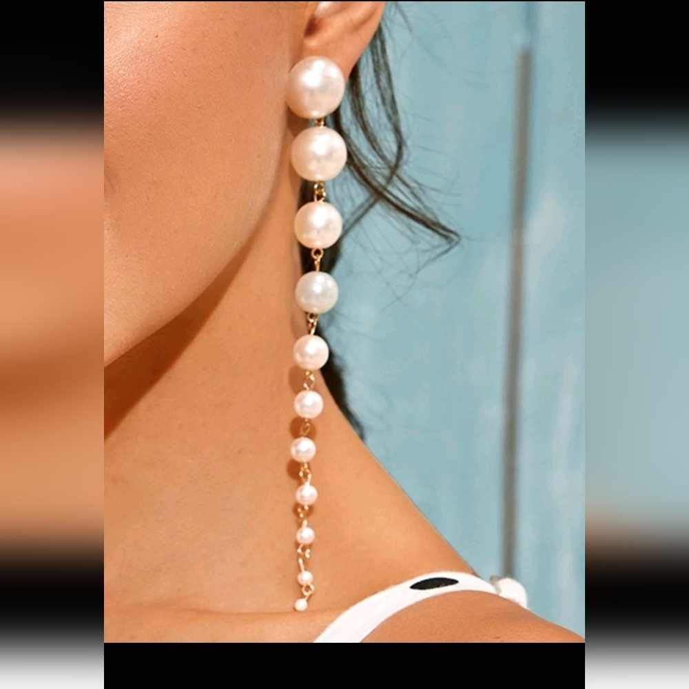 Faux Pearl Drop Earrings